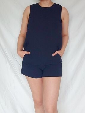 Club Monaco Dark Blue Warp Style Summer Romper
